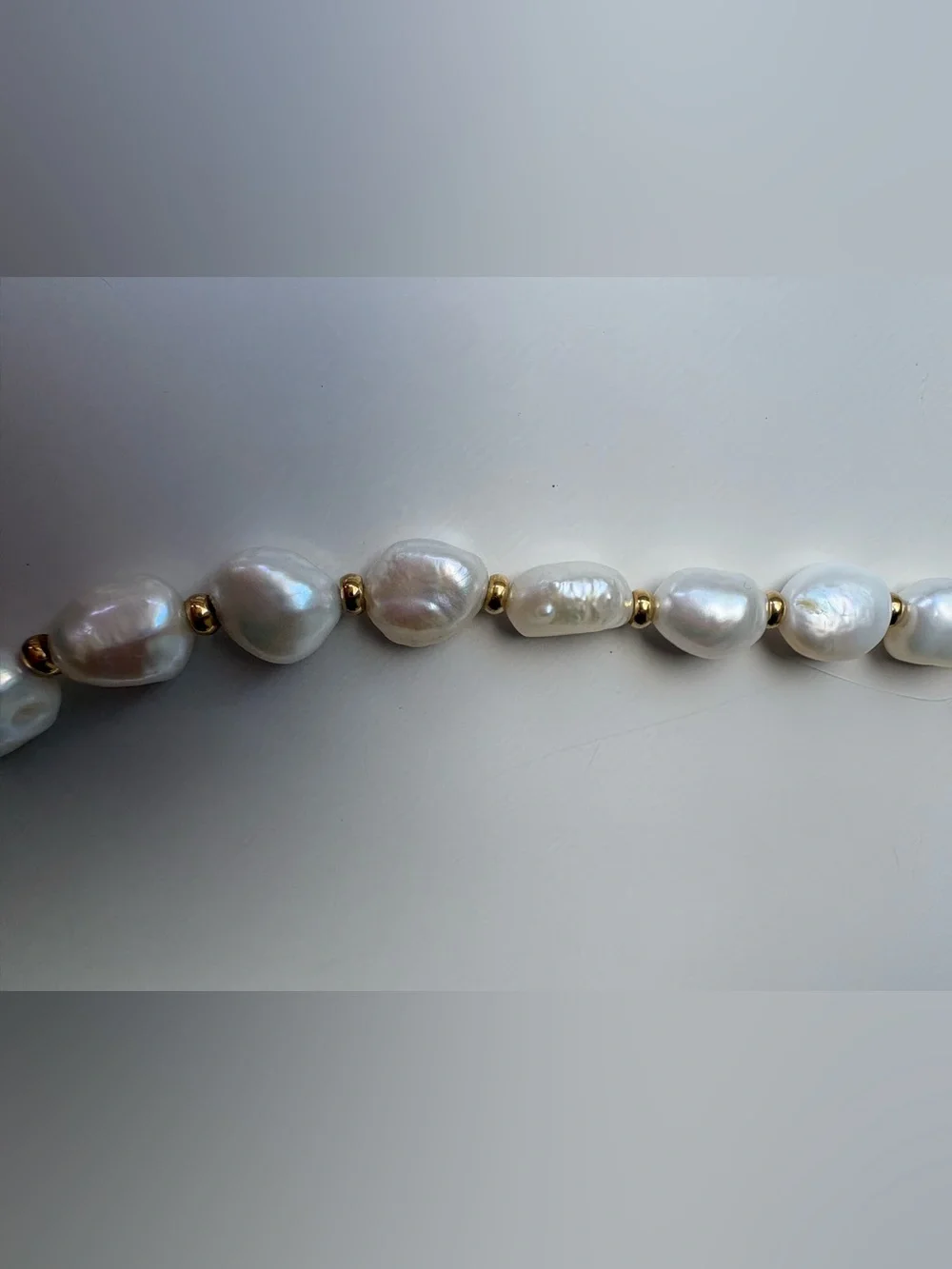 Nialaya Mens Womens Unisex Baroque Freshwater Pearl Necklace 18k Gold Plate 20”